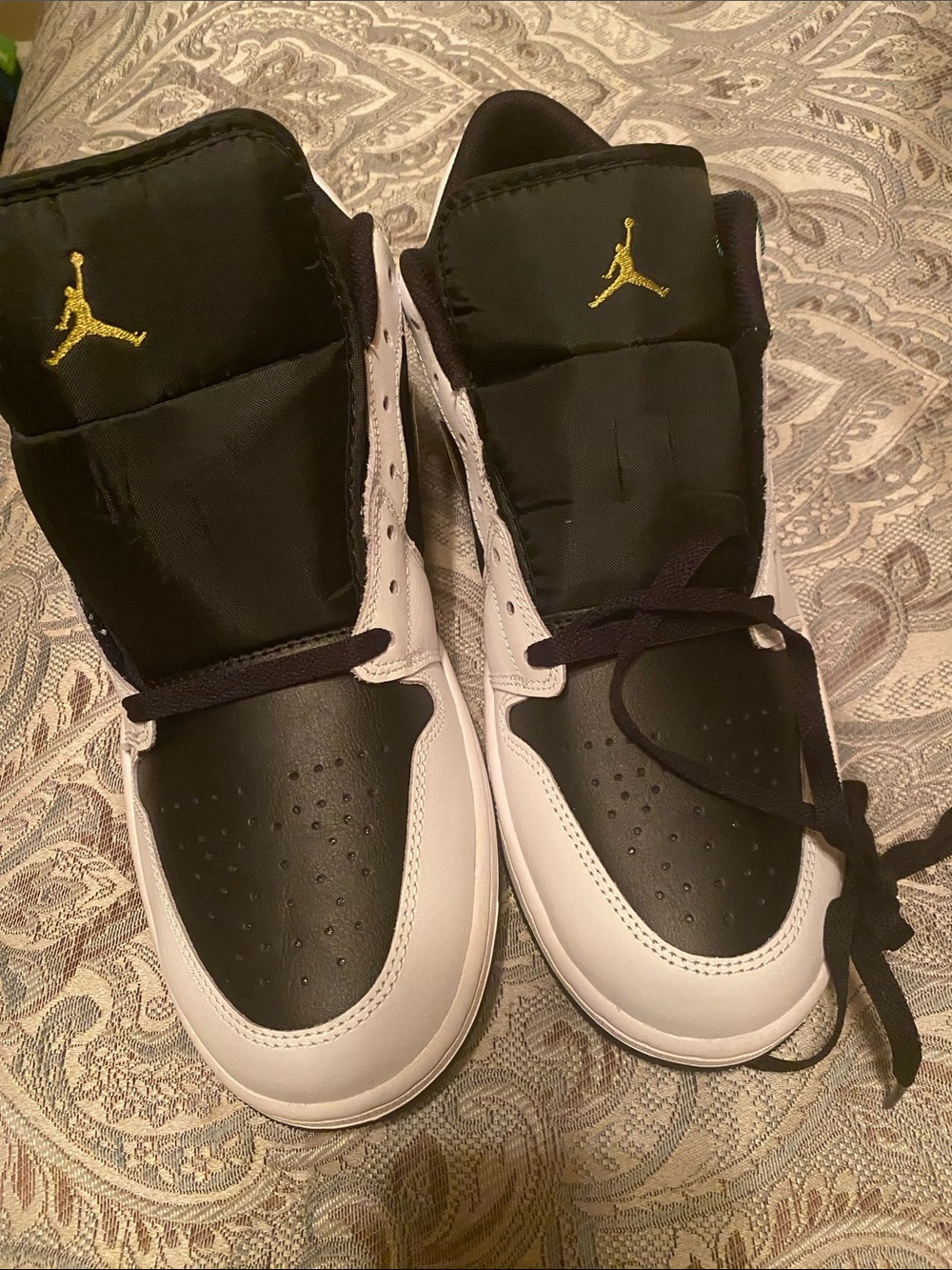 Jordan Black, White & Gold Sneakers